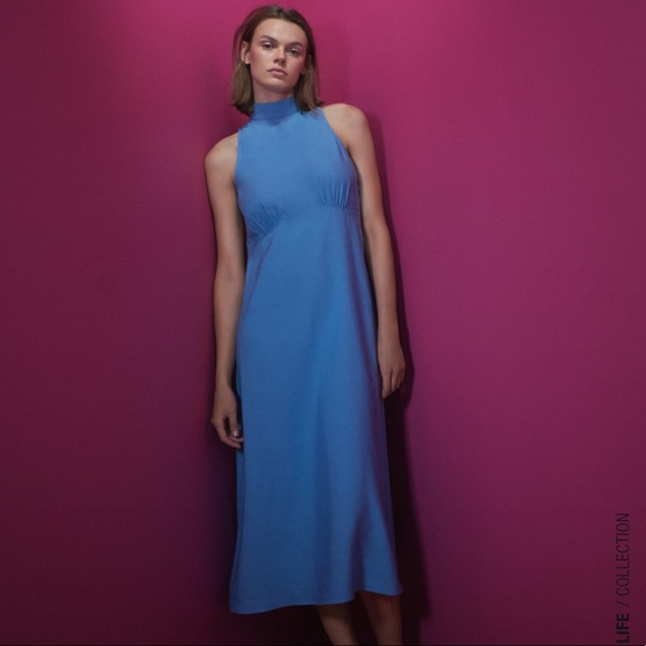 ZARA RUSTIC HALTER NECK DRESS - Picture 4 of 10